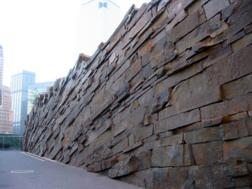 Stone wall in Teardrop Park, NYC