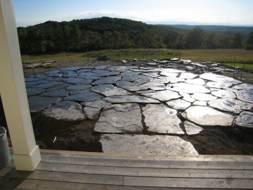 Stone patio designed by Landscape Architect Wendy P. Carroll
