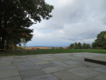 Large bluestone patio overlooking the Hudson River in Columbia County, NY